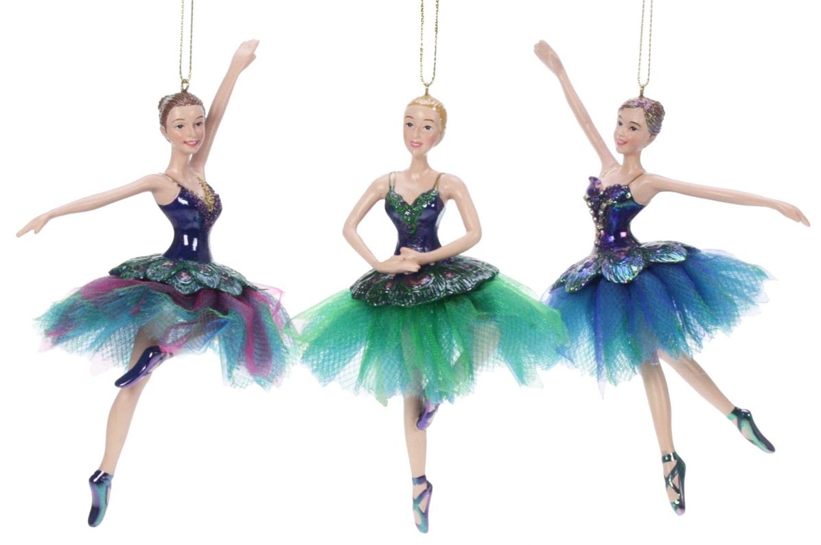 Rippuv kaunistus Ornament Ballerina with peacock dress, assortii