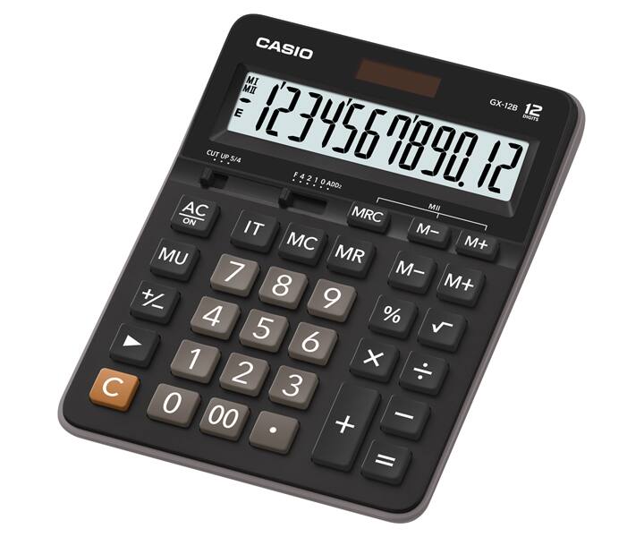 Lauakalkulaator Casio GX-12B must/black 12-kohaline, tava- ja päikesepatarei