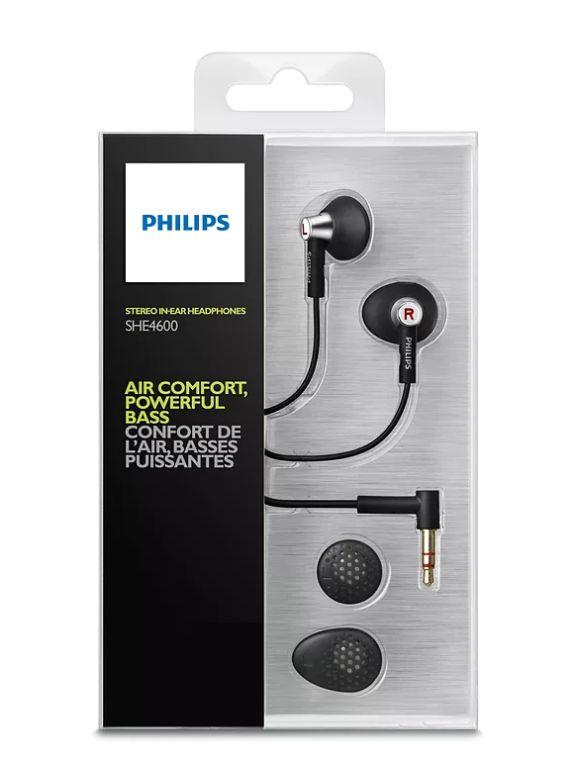 KÕRVAKLAPID PHILIPS SHE4600 MUST NÖÖPKÕRVAKLAPID 15MM 1,2M KULLATUD PISTIK 18–22000HZ 32OOMI
