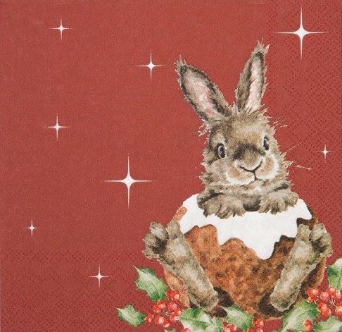 Wrendale lauasalvrätikud Napkin Rabbit Merry Little Christmas, 20tk