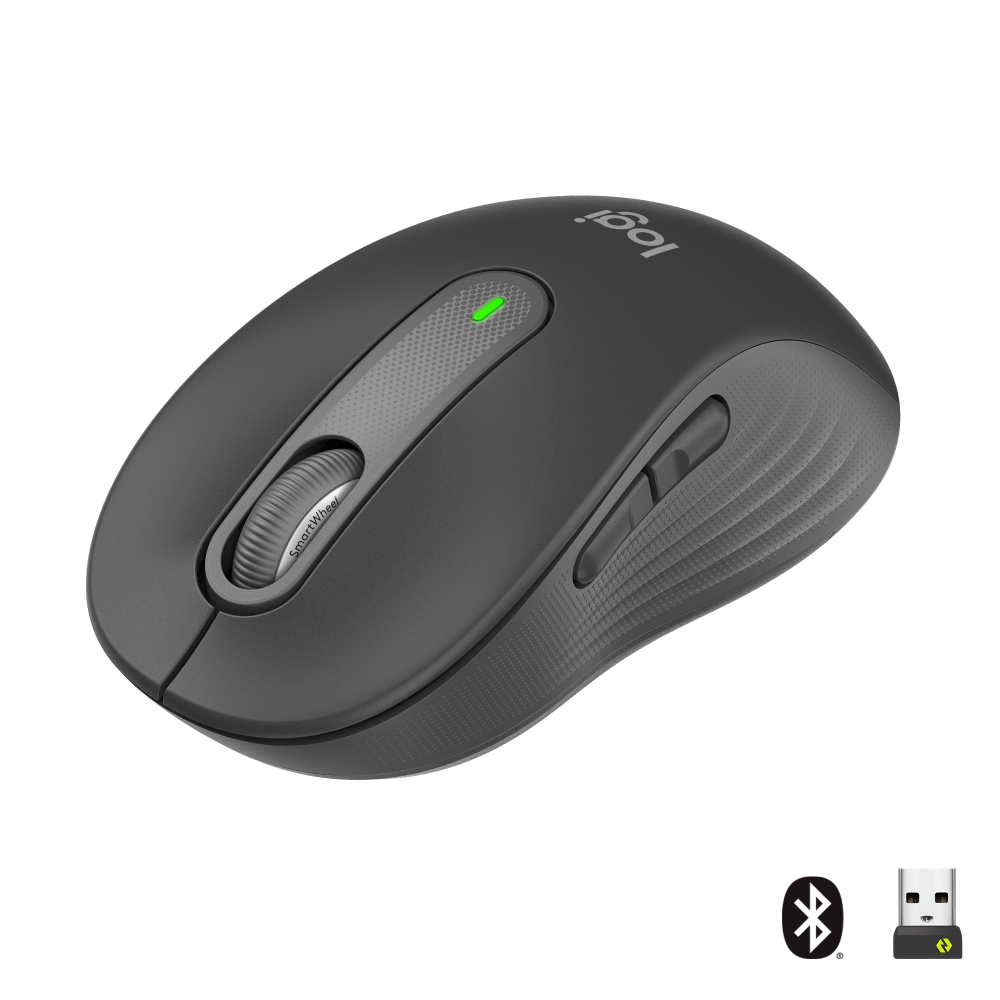 Hiir Logitech Signature M650 Wireless Mouse - GRAPHITE / must, 5-nupuga, Bluetooth, 2.4 GHz - Logitech Logi Bolt USB receiver