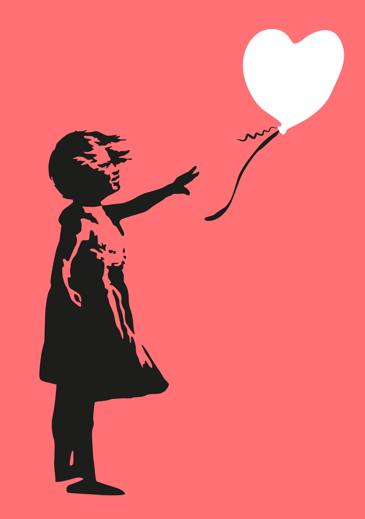 Postkaart Museum Art, flying away balloon