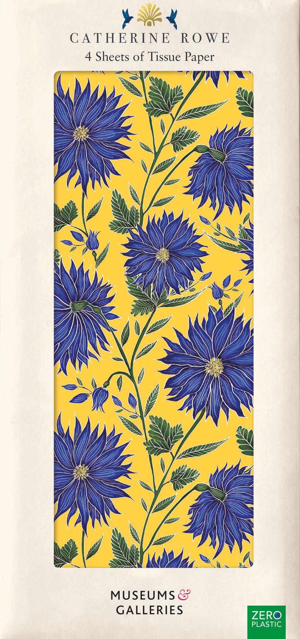 Siidipaberite komplekt Blue Flowers, 4tk