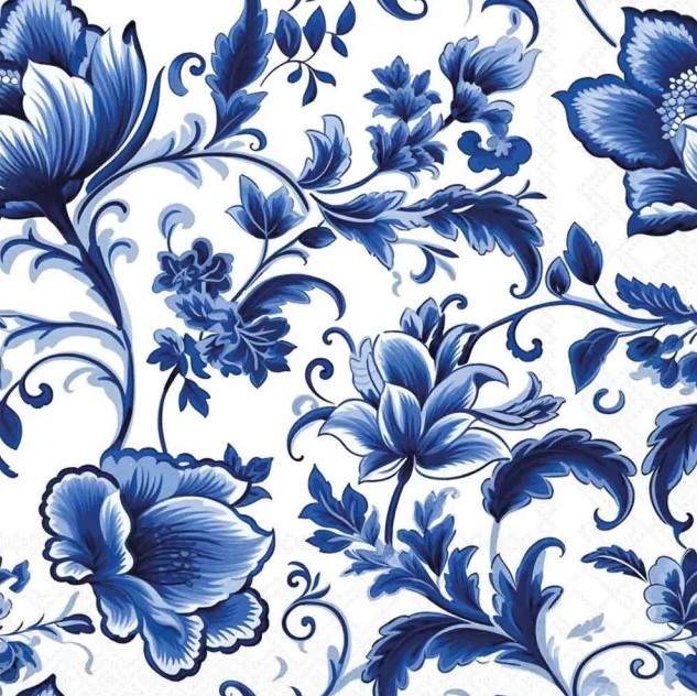 Lauasalvrätikud Delft Blue Florals, 20tk
