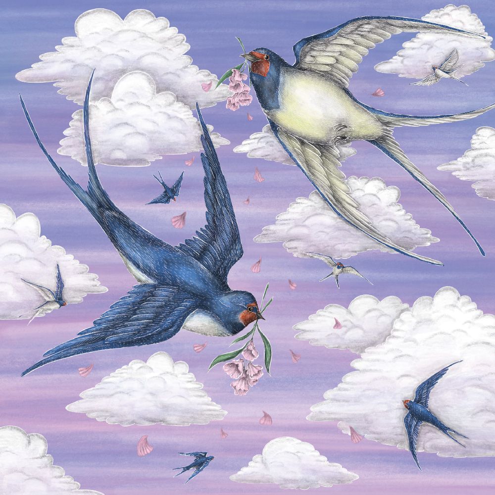 Õnnitluskaart Sunset Swallows