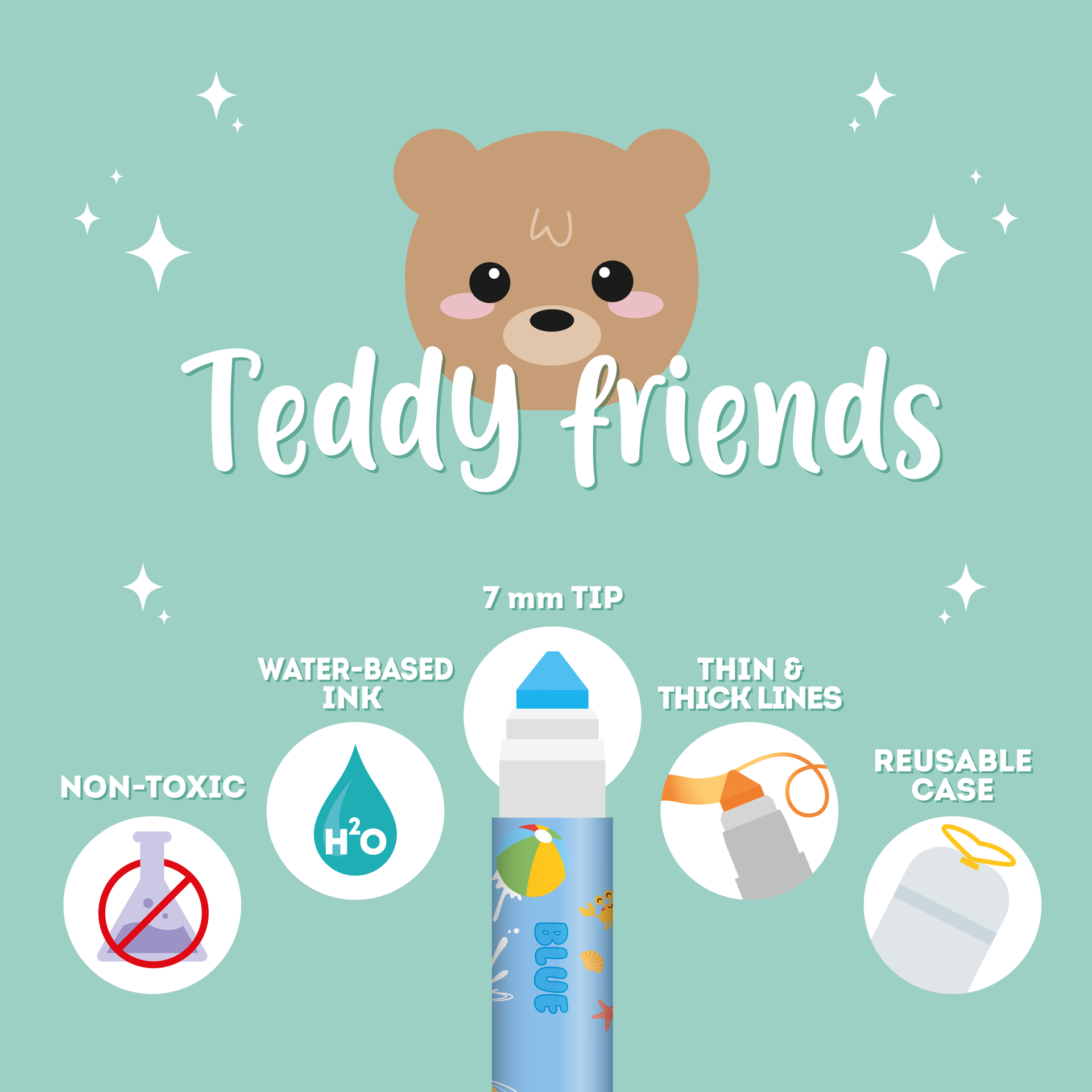 LEGAMI viltpliiatsid purgis 12tk Teddy Friends