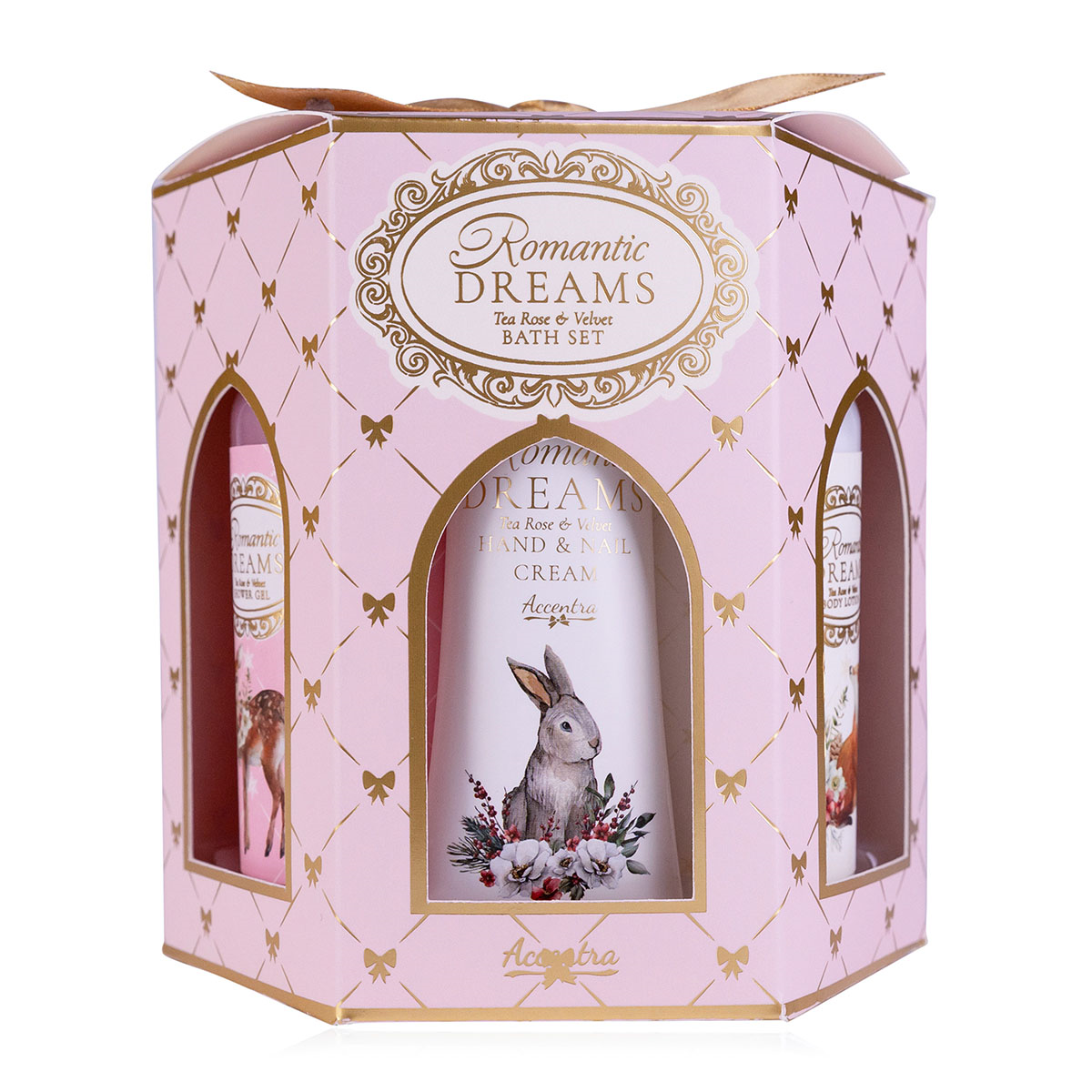 Kinkekomplekt Romantic Dreams, dušigeel 100ml + ihupiim 100ml + kätekreem 30ml +pesukäsn