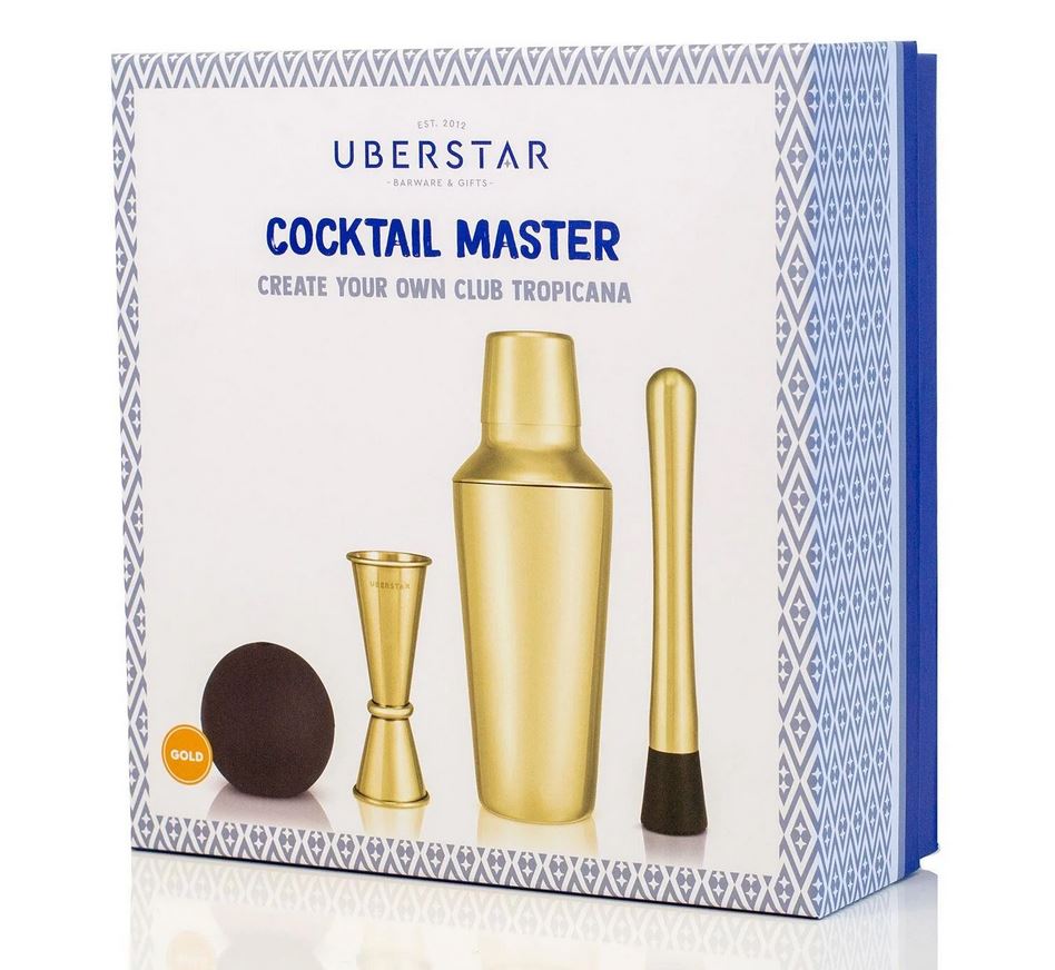 Uberstar kokteili valmistamise komplekt Cocktail Master Set, Gold, 4-osaline
