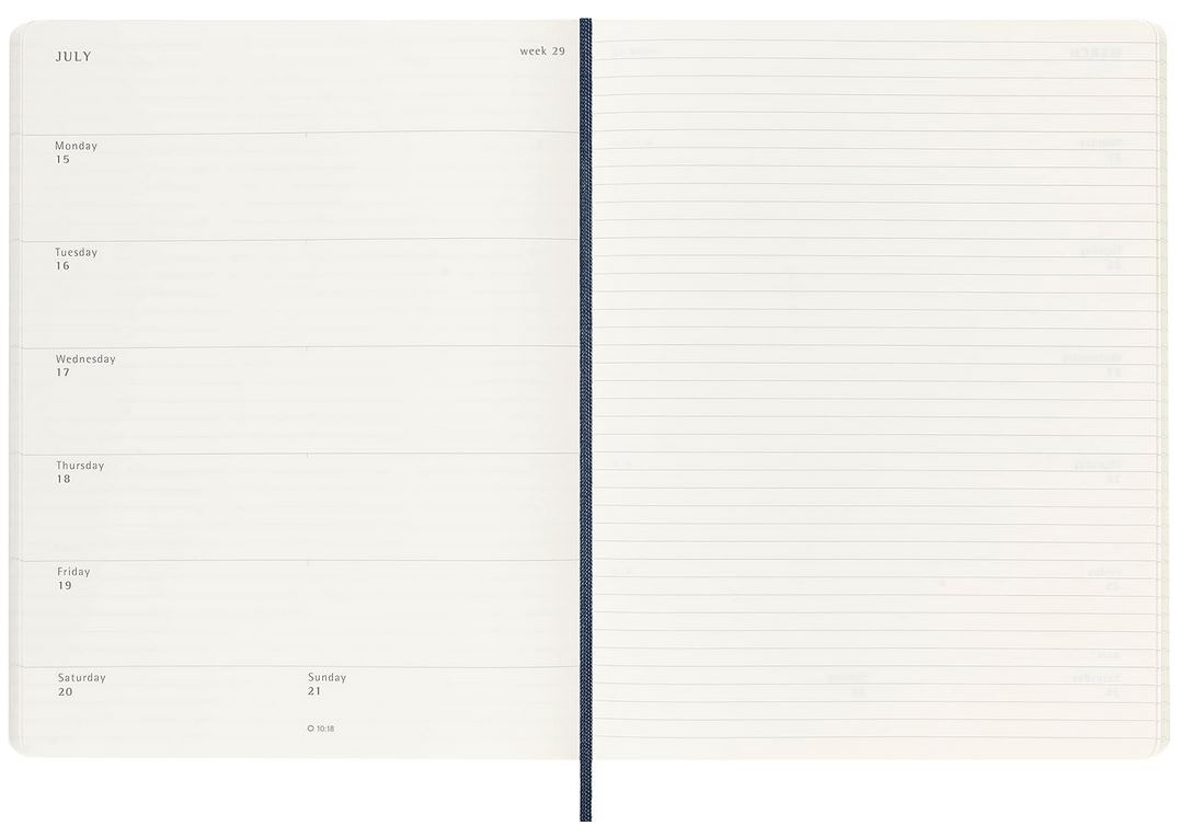 Moleskine 12M (2024) Weekly Notebook Xlarge, Sapphire Blue, Soft Cover
