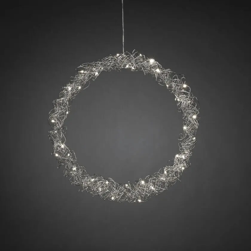 Jõulupärg hõbedane metallniit, 45 cm, soe valge, LED IP20 1789-303