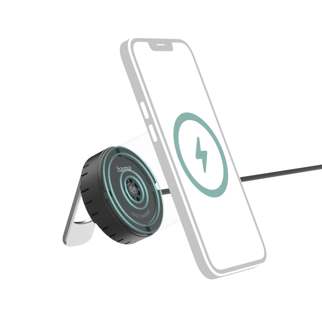 Juhtmevaba nutitelefoni laadija Hama Qi2 25W Wireless Fast Charge, kiirlaadija jahutusega must, MagSafe