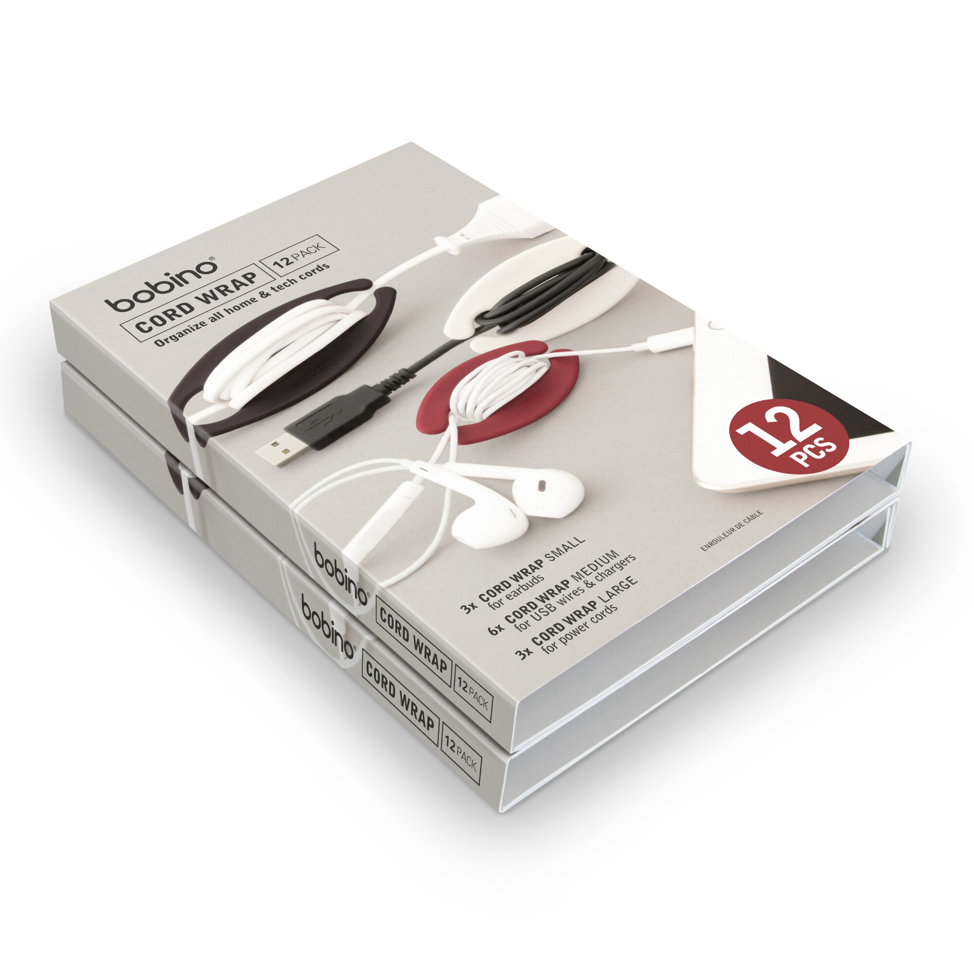 Bobino juhtmehoidjate komplekt 12 Pack, Warm Colors, 3x4 suurust
