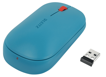 Hiir Leitz Cosy sinine, juhtmevaba, vaikne 3-nupuga, 1xAA, Bluetooth ja 2.4GHz