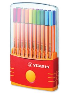 TINDIPLIIATS STABILO POINT 88, 20 VÄRVI PLASTIK KARBIS