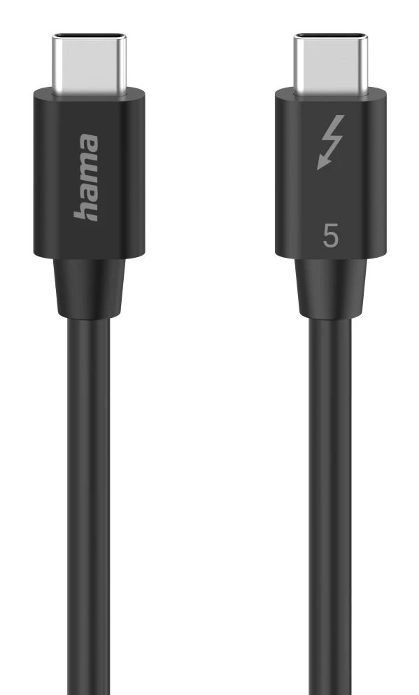 USB-kaabel USB-C USB-C 1.0m Hama Thunderbolt5, must, PD3.1 voolutugevus kuni 5A 240W UHD 8K, kuni 80Gbit/s