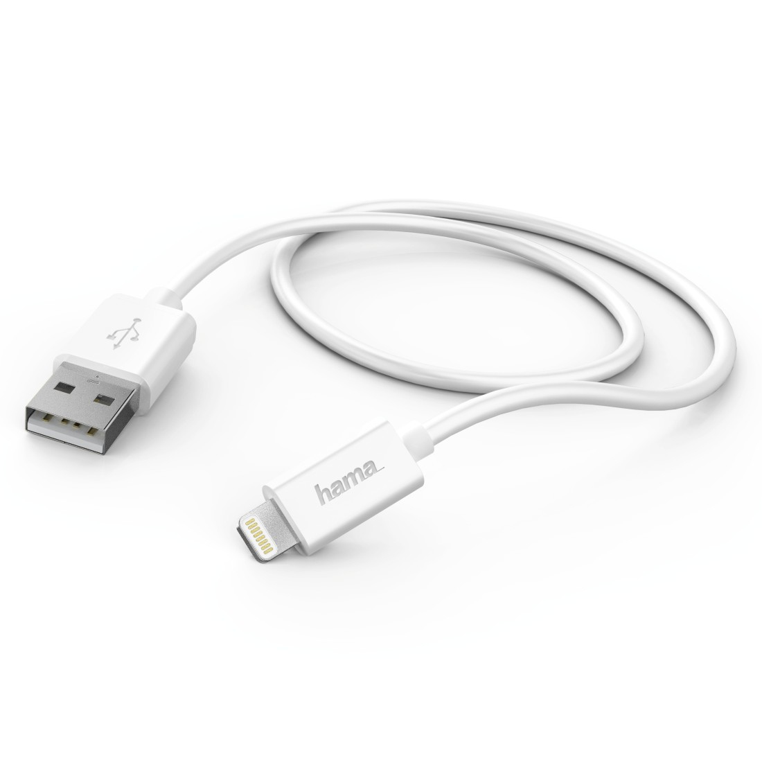 USB-kaabel USB-A -> Lightning Hama Charge & Sync Cable 1.0m white/valge for Apple iPod/iPhone/iPad, MFi, USB2.0 max 480Mbps 2.4A 5V