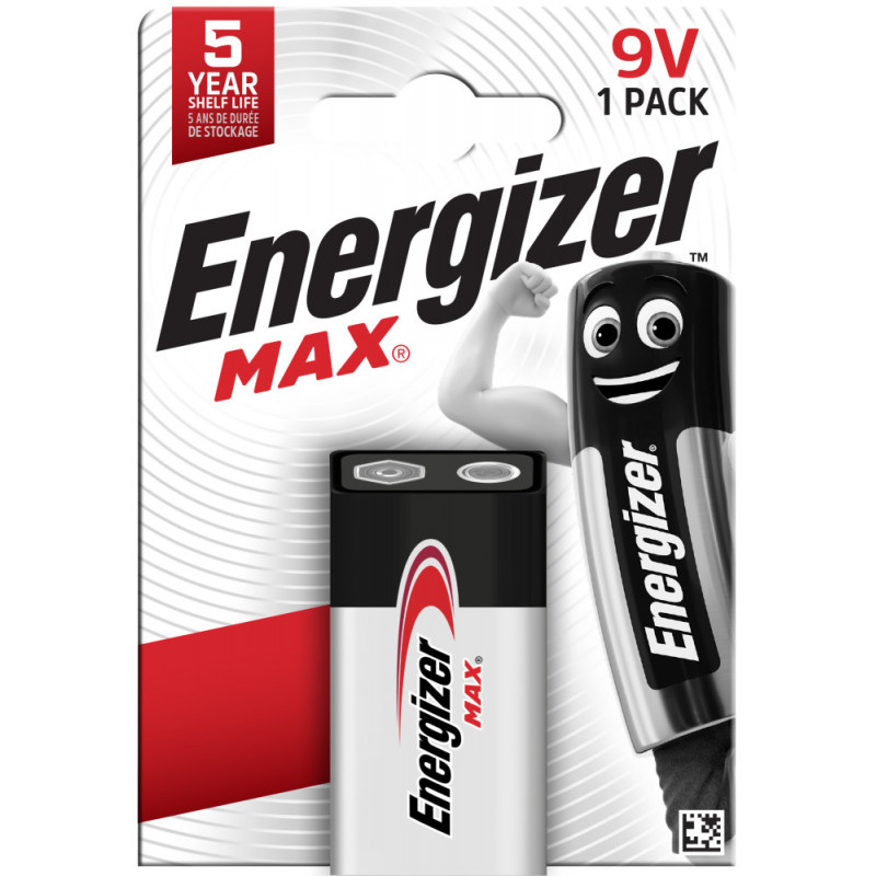 Patarei Energizer MAX PP3 9V, alkaline, sobivad suurema voolutarbega seadmetele - suitsuanduritele, mänguasjadele ja pardlitele jmt ´Krona´/6LR61