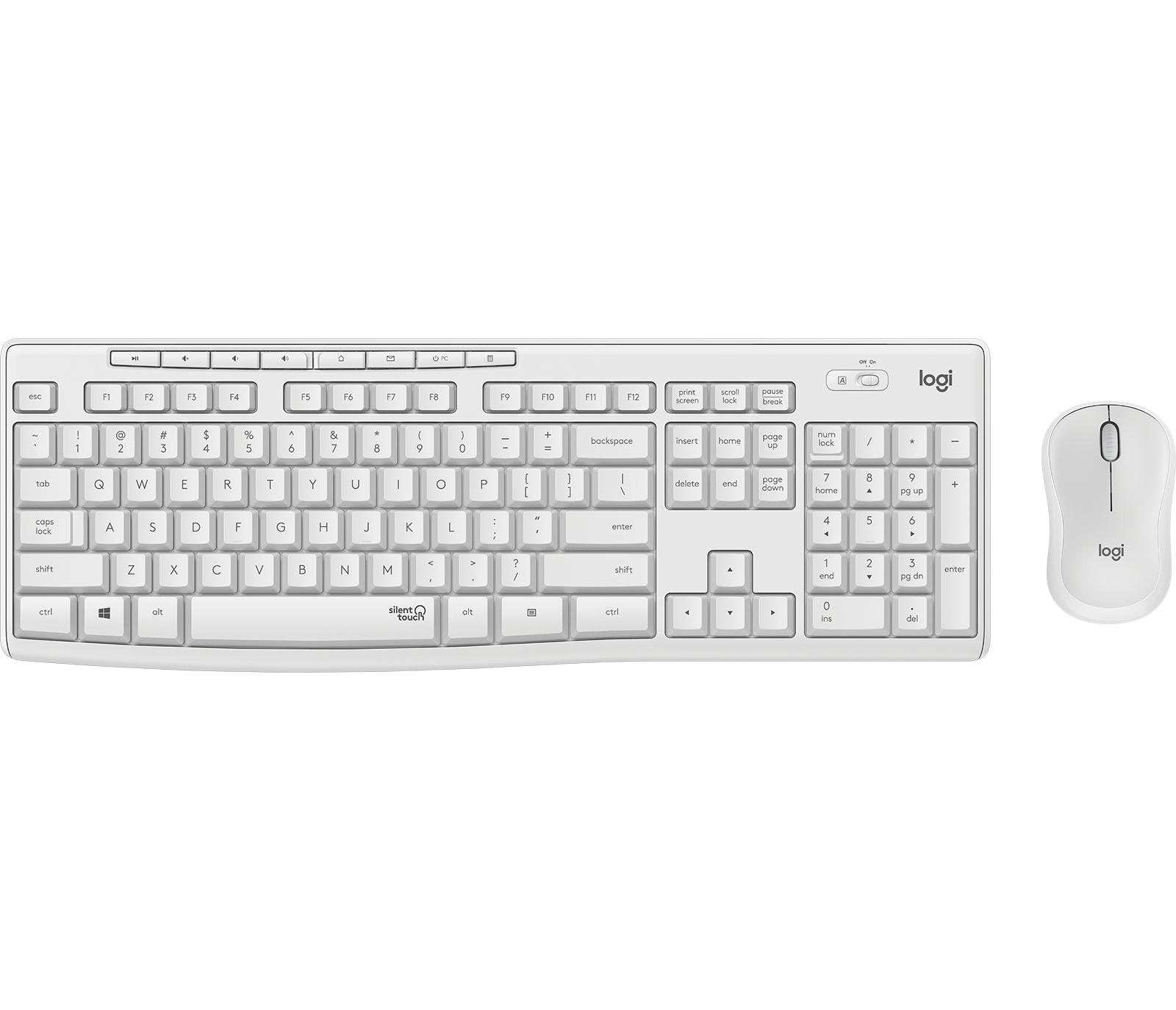 Klaviatuur+hiir Logitech Silent Wireless Combo MK295 White/valge Nordic 2YW