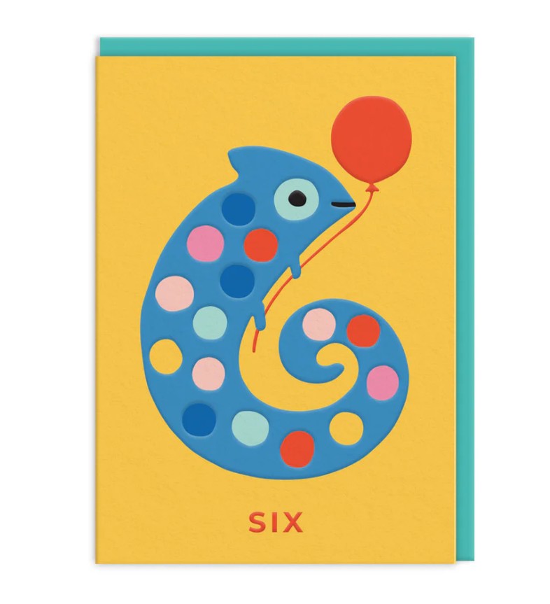 Õnnitluskaart Age 6 Chameleon