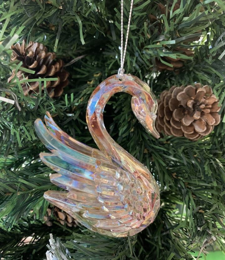 Rippuv kaunistus Acrylic Swan, Iridescent Rainbow