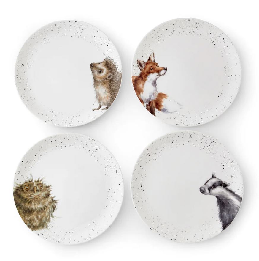 Wrendale praetaldrikute komplekt 4tk: Badger, Fox, Owl & Hedgehog, 26.7cm