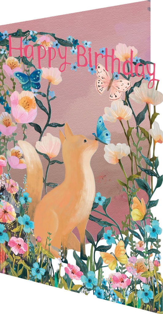 Õnnitluskaart Fox and Butterfly, Lasercut