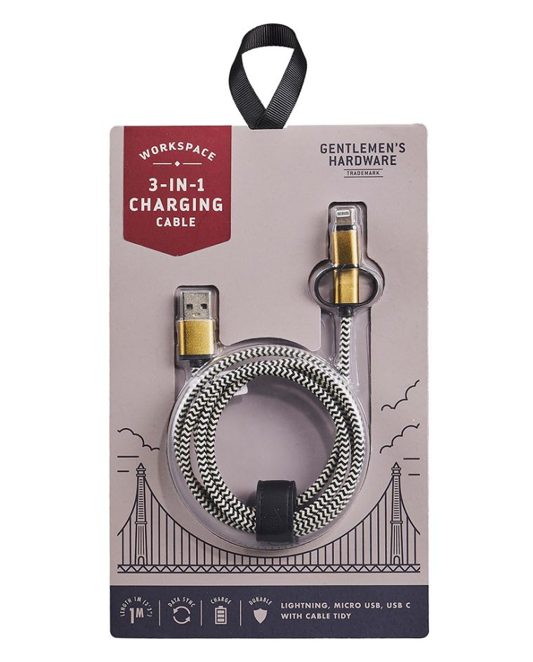 GENTLEMEN'S HARDWARE LAADIMISJUHE 3-IN-1, CREAM &BLACK