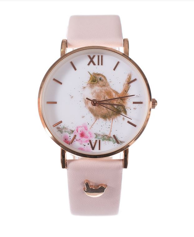 Wrendale käekell Little Tweets, Pink Vegan Leather Strap