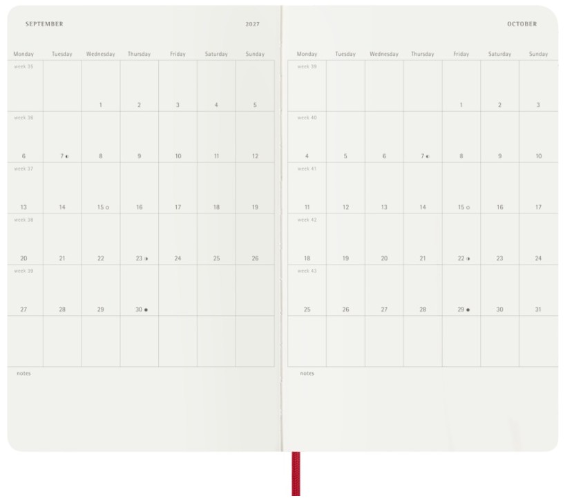 Moleskine 2026-27 18M Weekly Notebook Large Soft Cover, Red