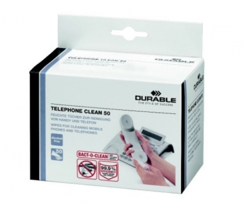 Puhastuslapid telefonile Durable Telephone Clean wipes, 50tk pakis (antibakteriaalne)