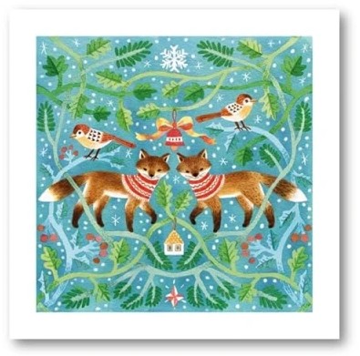 Jõulukaartide komplekt Festive Foxes, 8tk