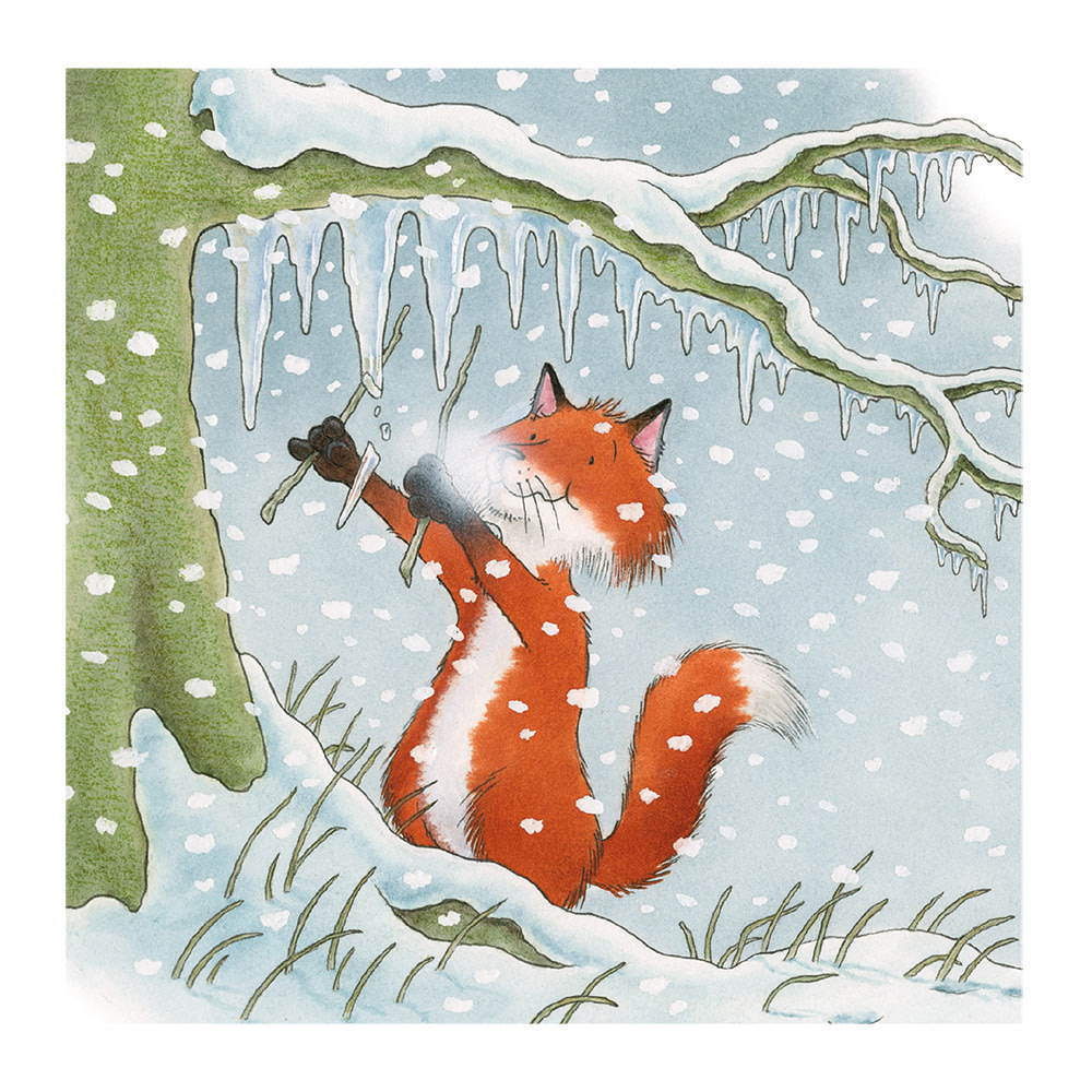 Jõulukaartide komplekt Fox Playing The Icicles, 8tk