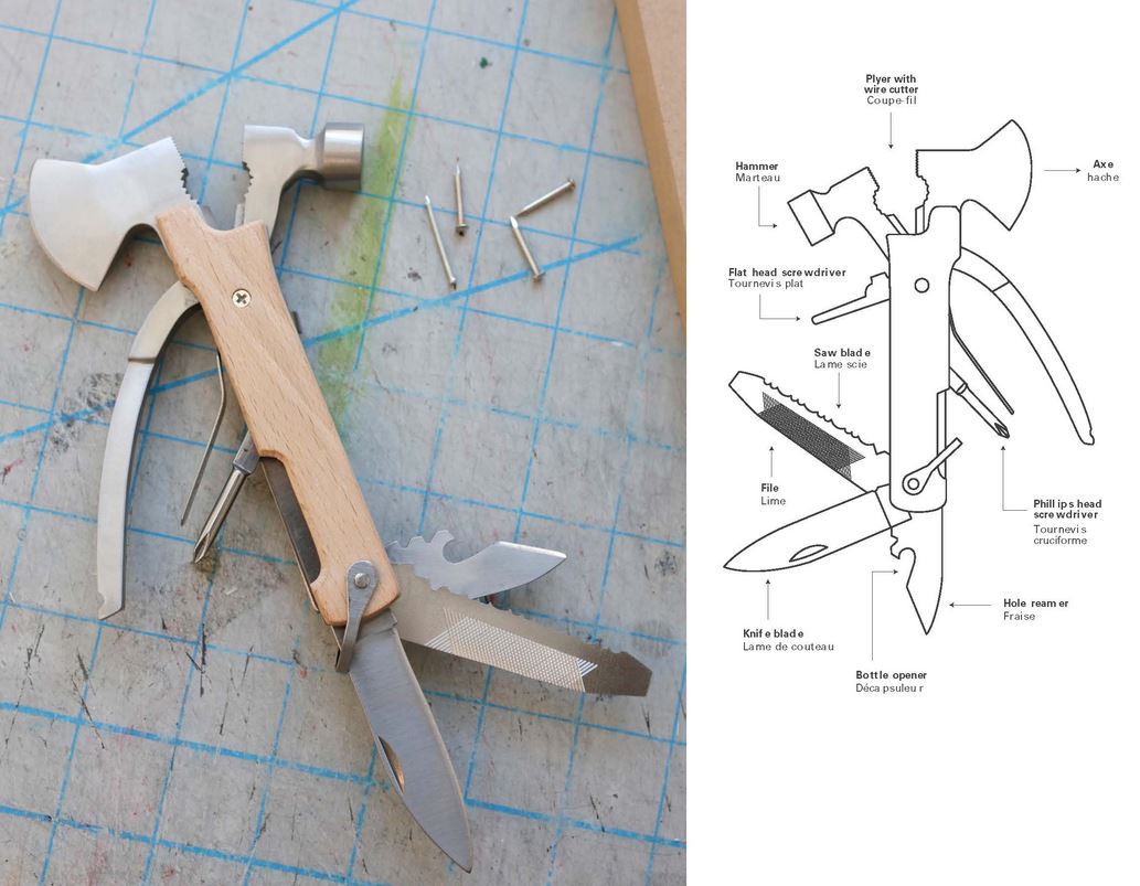 Multitööriist Axe 10-in-1, Tool Steel & Beechwood