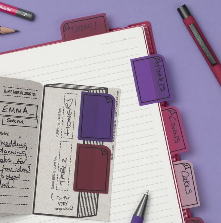 Järjehoidja Bookaroo Sticky Tabs, kleebitav, pinks