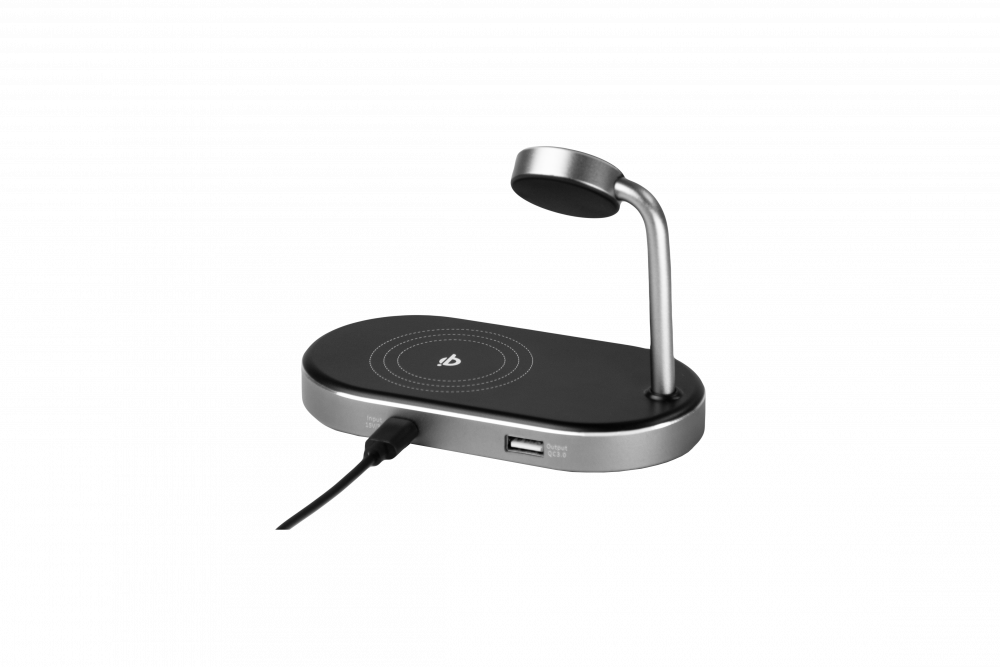 Juhtmevaba nutitelefoni laadija Verbatim WCS-02 3-in-1 Qi Wireless telefonidele, Apple Airpods/Earbuds, Apple Watch, QC3.0, USB-C, max 44W