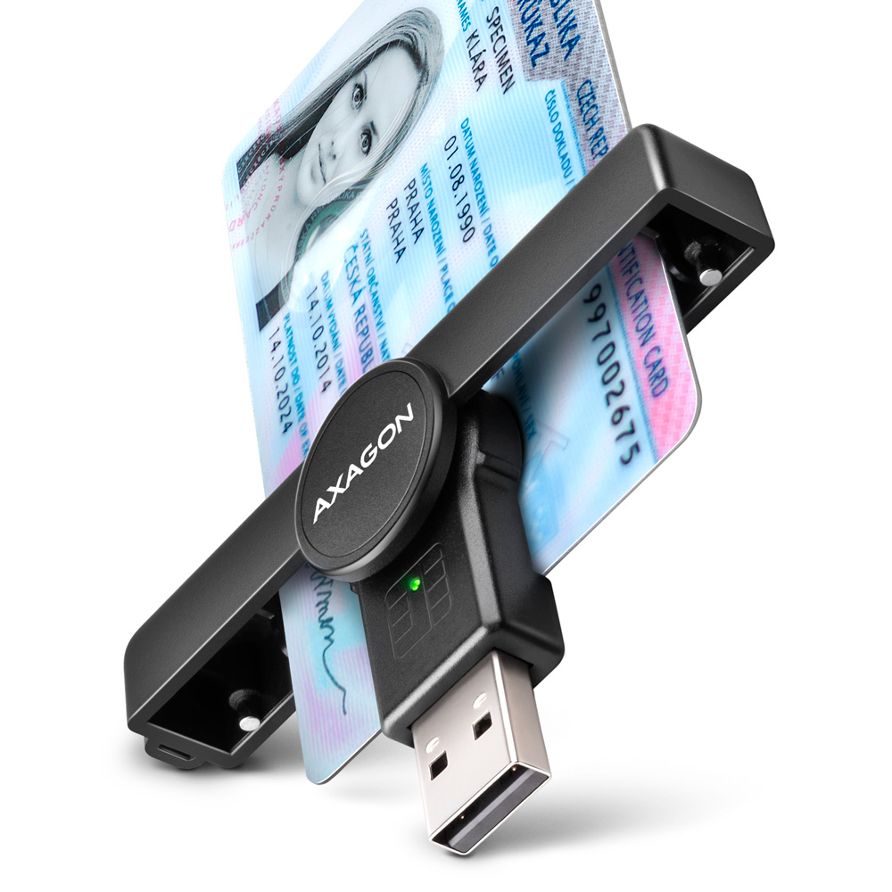 Kiipkaardilugeja AXAGON Foldable pocket USB-A Smart/ID card reader - ID-kaardi lugeja CRE-SMPA