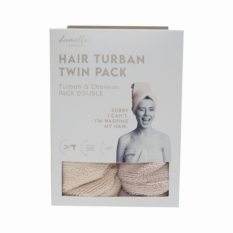 Danielle pearätikute komplekt: Turban Hair Towel,Cream & Grey