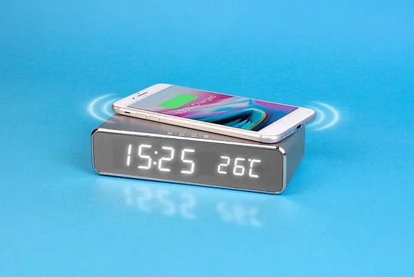 Lauakell Satzuma Wireless Charging Clock, juhtmevaba laadimisalusega
