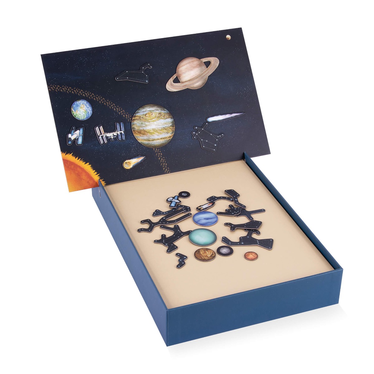 Magnetmäng Päikesesüsteem, alus 28x18 cm + 27 magnetit, Apli 5+