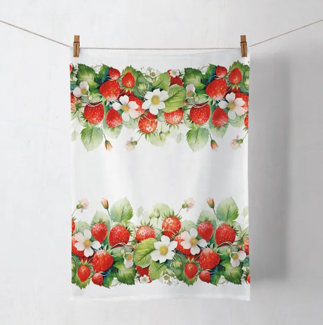 Köögirätik Juicy Strawberries, 50x70 cm