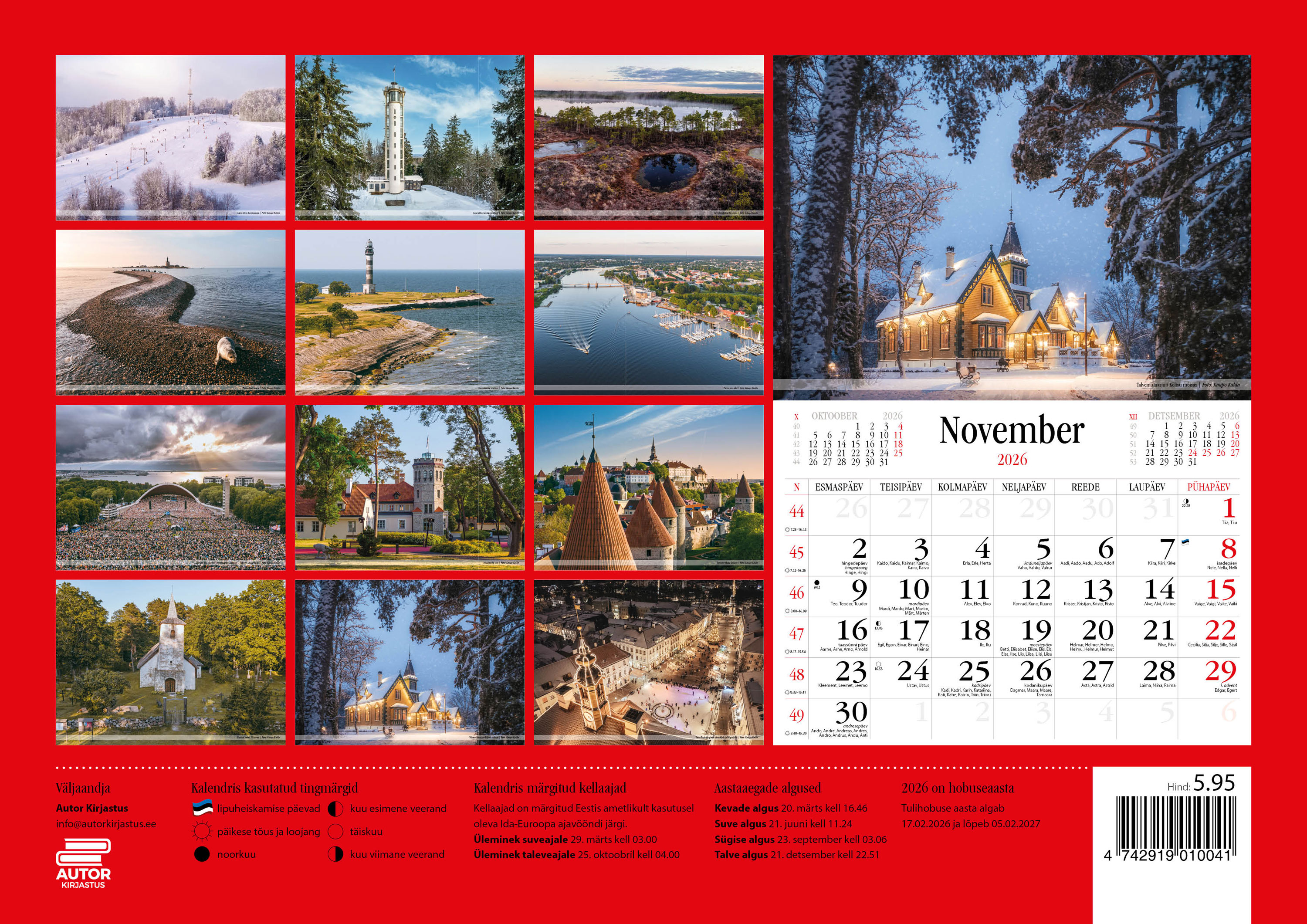 Maaliline Eestimaa kalender 2026 (Kaupo Kalda)