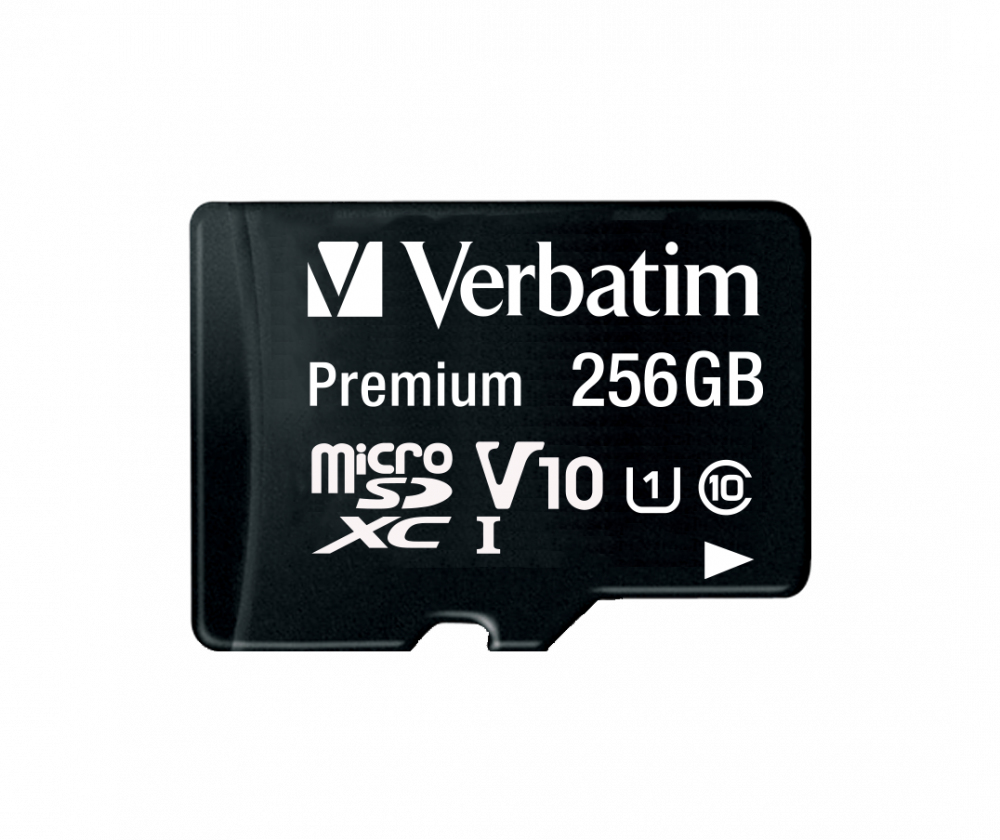 Mälukaart Secure Digital Verbatim MicroSDXC 256GB Class10 UHS1 Premium + adapter, read speed 90MB/s