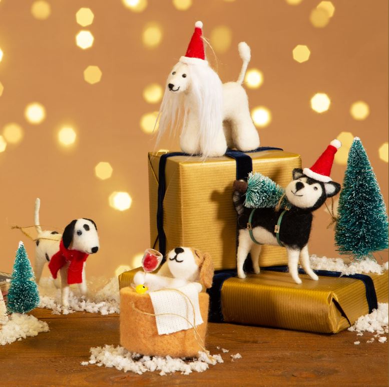 Kuuseehe vildist Afghan Hound in a Santa Hat
