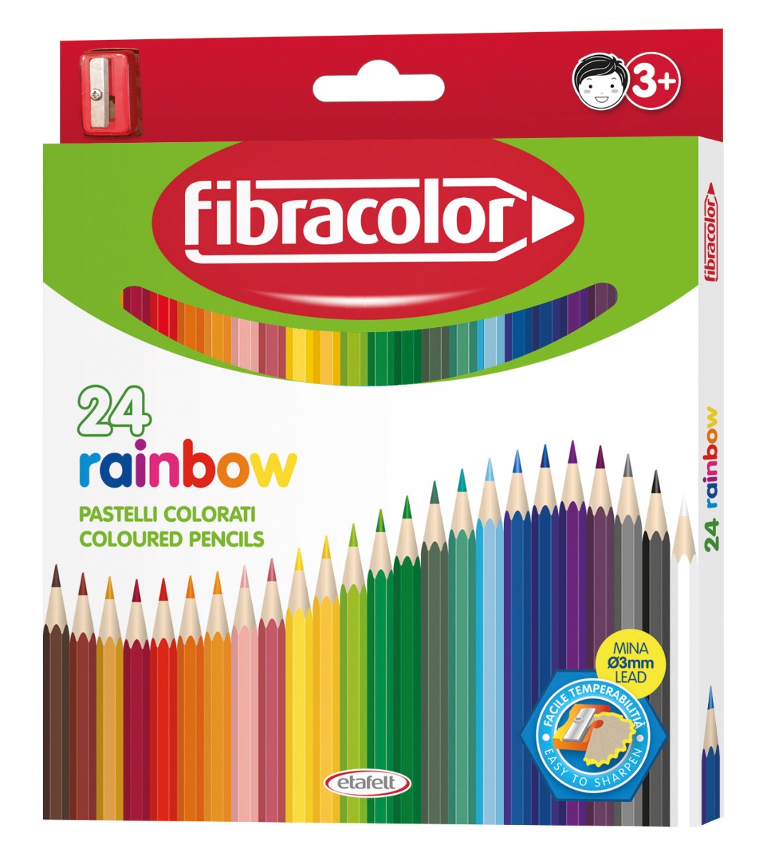 Värvipliiats Fibracolor Rainbow 24 värvi + 1 auguga teritaja