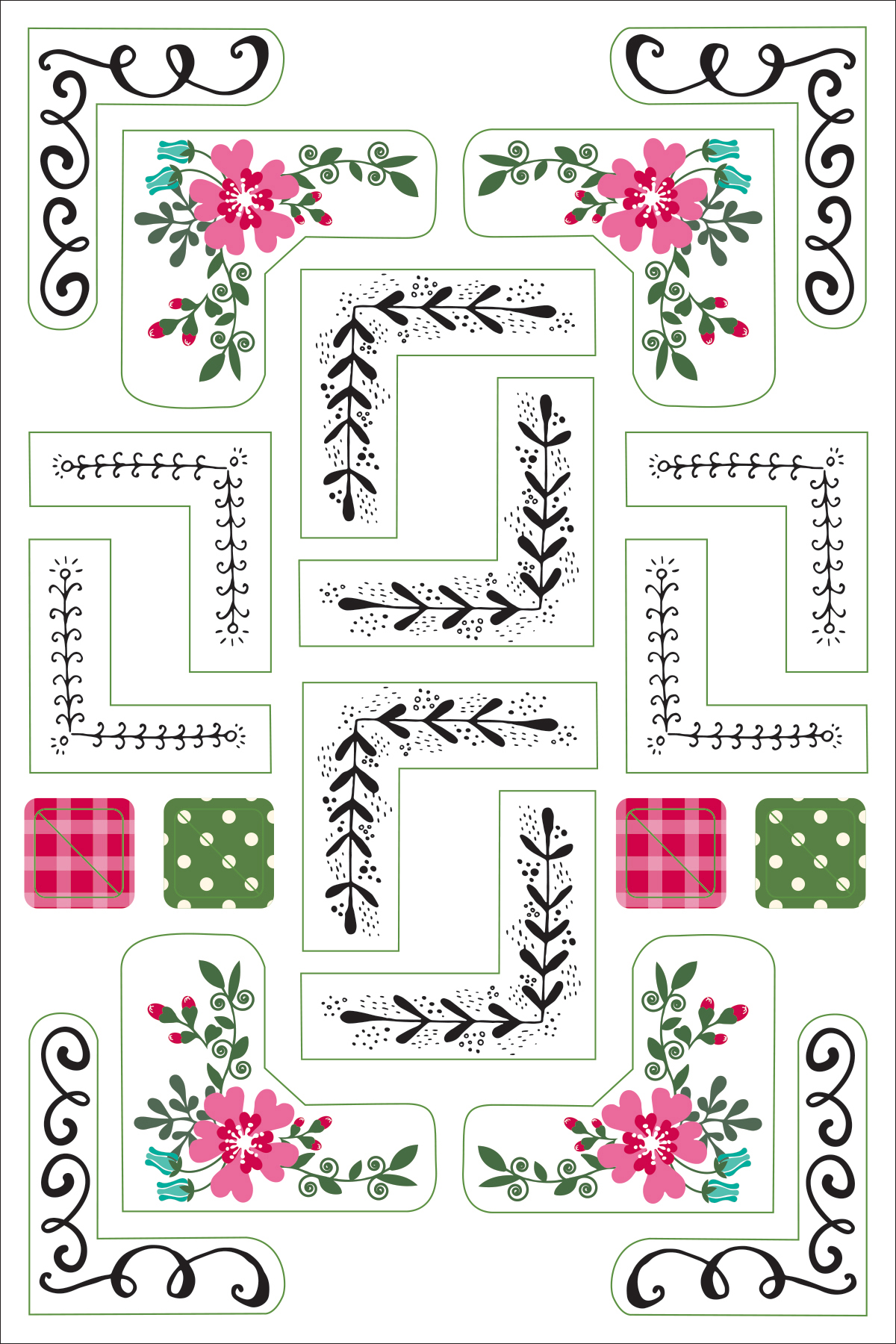MÄRKMIKU KLEEPSUD BORDERS & FRAMES, 12 LEHTE