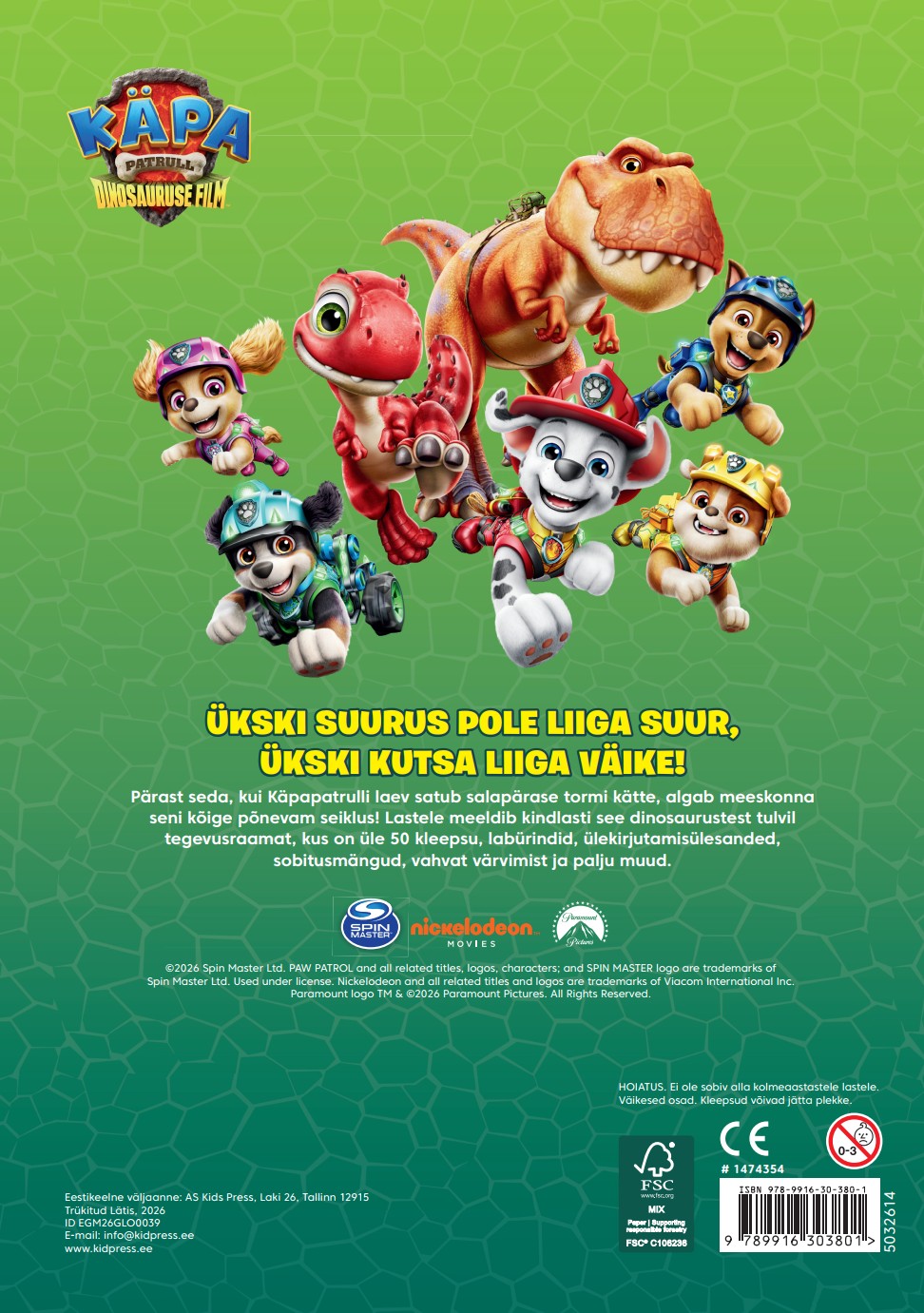 Käpapatrull. Dinosauruse film. Tegevusraamat - Nickelodeon 