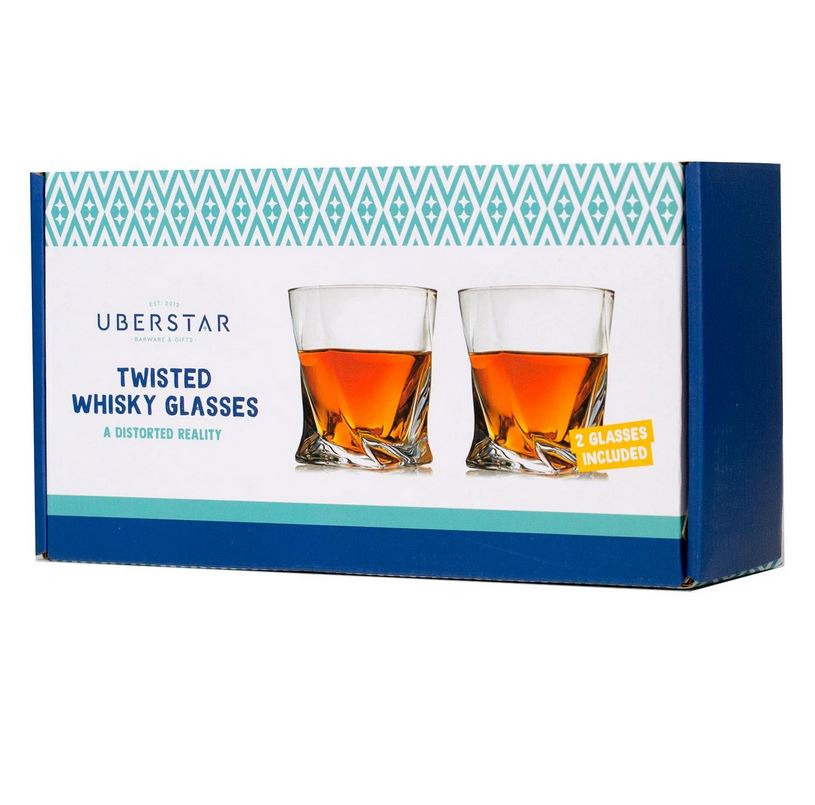 Uberstar viskiklaasid Twisted Whisky Glasses, 300ml, 2tk