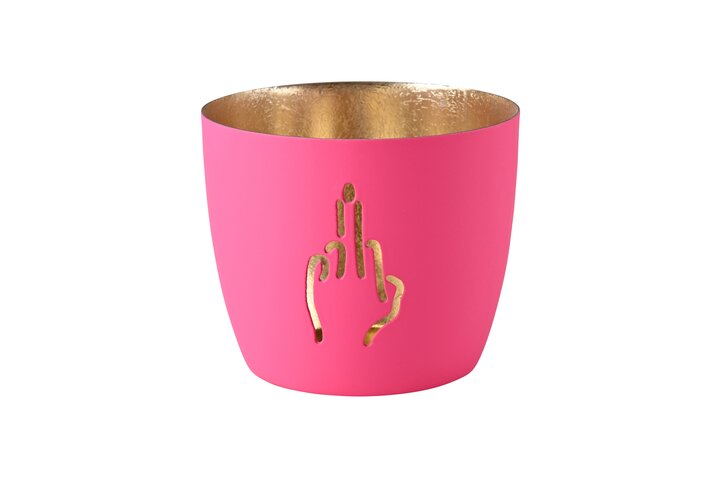Küünlaalus Middle Finger, Hot Pink/Gold, 8,5 cm