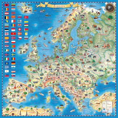 REGIO EUROOPA PILTKAART 1:3 500 000 115X115CM METALL-LIISTUGA
