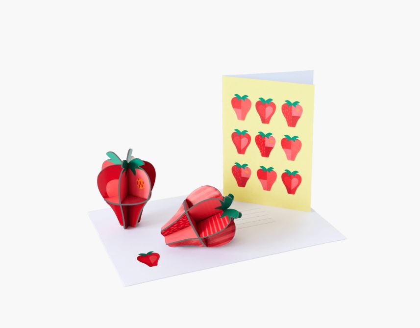 Postkaart Pop out, Strawberries